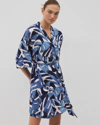 Soma Women's Cool Nights Short Robe In Blue Size Small/medium |  In Tropical Breeze Sky