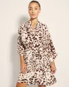 Soma Women's Cool Nights Short Robe In Leopard Print Size Large/xl |  In Animal Aura White Smoke