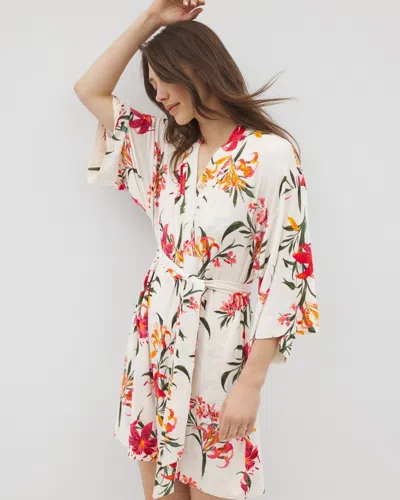 Soma Women's Cool Nights Short Robe In Ivory Size Small/medium |