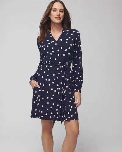 Soma Women's Cool Nights Short Robe In Merry Dot G Navy/ivory Size Large/xl |