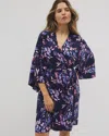 Soma Women's Cool Nights Short Robe In Navy Blue Size Small/medium |  In Bloom Brightly Navy