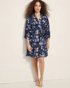 Soma Women's Cool Nights Short Robe In Navy Blue Size Small/medium |  In Phantom Floral Navy