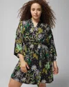 Soma Women's Cool Nights Short Robe In Black Size Small/medium |  In Oasis Palms Black/ws