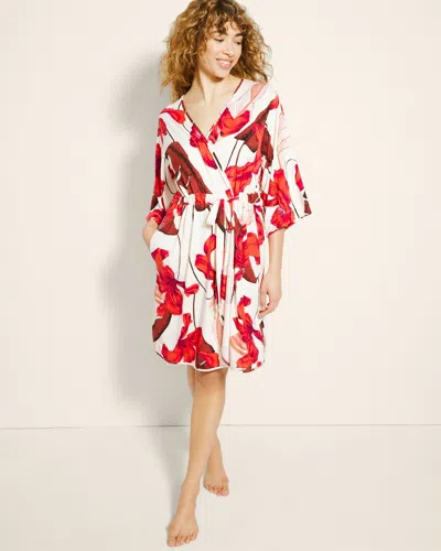 Soma Women's Cool Nights Short Robe In Ivory Size Small/medium |  In Tropic Like Its Hot Ws