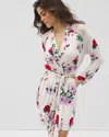 Soma Women's Cool Nights Short Robe With Lace In Ivory Size Xl |  In Rhapsody Floral Sugar