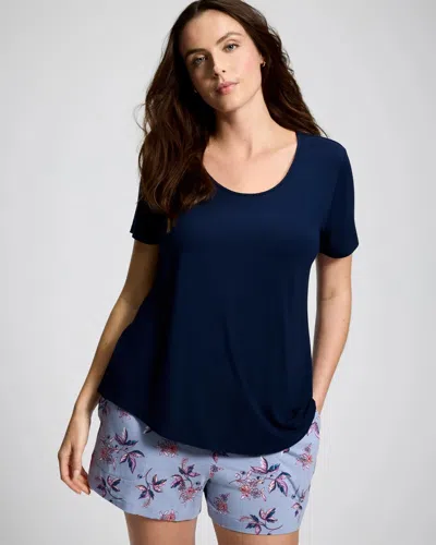 Soma Women's Cool Nights Short Sleeve And Short Pajama Set In Blue Size Xs |  In Forget Me Not Flora Water