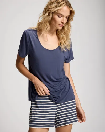 Soma Women's Cool Nights Short Sleeve And Short Pajama Set In Blue Size Xs |  In Fundamental Earl Gray