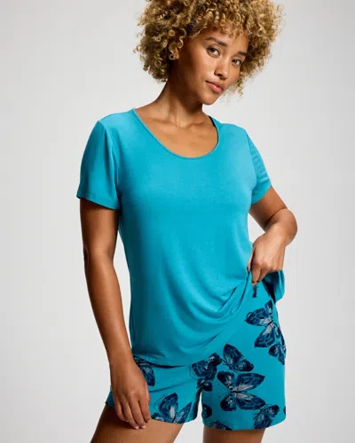 Soma Women's Cool Nights Short Sleeve And Short Pajama Set In Blue Size Xs |  In Hearts A Flutter Riviera