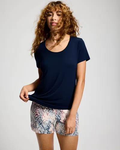 Soma Women's Cool Nights Short Sleeve And Short Pajama Set In Ivory Size Xs |  In Mystical Animal M Champ