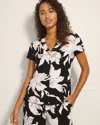 Soma Women's Cool Nights Short Sleeve Notch Collar Pajama Top In Black Size Medium |  Pajama Sets In Bloom Breeze Black Berry