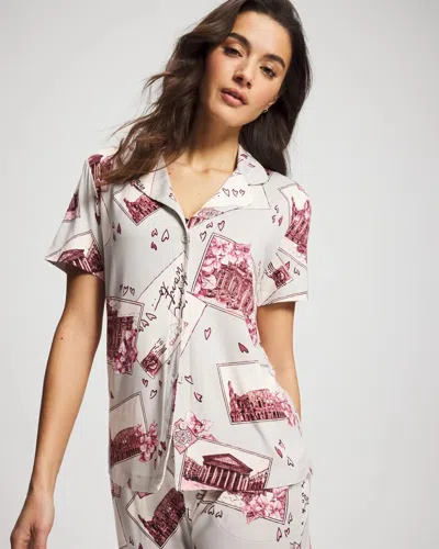 Soma Women's Cool Nights Short Sleeve Button Up Pajama Top In Gray Size Medium |  Pajama Sets In Rome If You Want To Coast