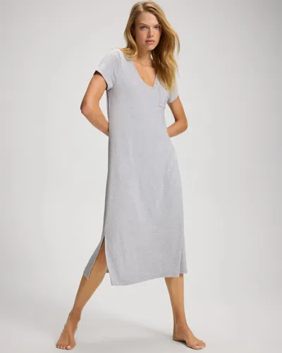 Soma Women's Cool Nights Short Sleeve Long Nightgown In Gray Size Xs |  In Heather Opal Gray