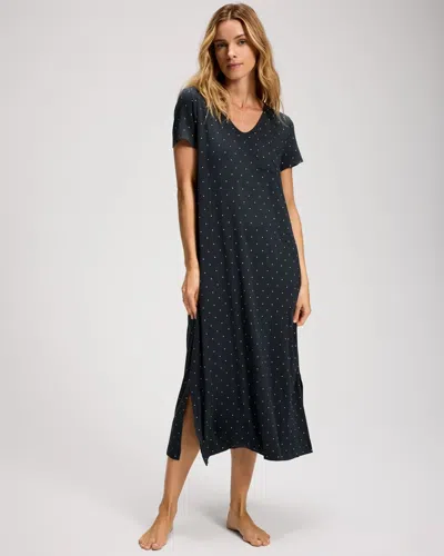 Soma Women's Cool Nights Short Sleeve Long Nightgown In Green Size Xs |  In Confetti Dots Green
