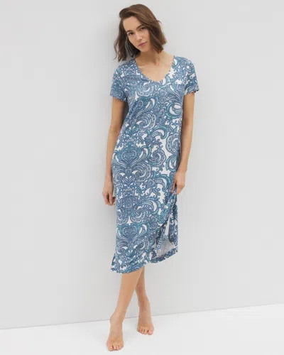 Soma Women's Cool Nights Short Sleeve Long Nightgown In Ivory Size Xl |  In Show Off Paisley Coconut