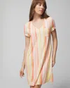 SOMA WOMEN'S COOL NIGHTS SHORT SLEEVE NIGHT GOWN IN DREAMLAND STRIPE GUAVA SIZE LARGE | SOMA