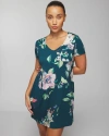 SOMA WOMEN'S COOL NIGHTS SHORT SLEEVE NIGHT GOWN IN GREEN FLORAL SIZE LARGE | SOMA