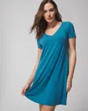 SOMA WOMEN'S COOL NIGHTS SHORT SLEEVE NIGHT GOWN IN BLUE SIZE XS | SOMA