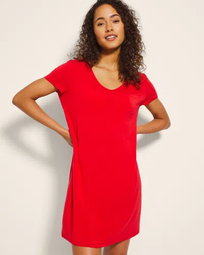 Soma Women's Cool Nights Short Sleeve Night Gown In Red Aura Size Xs |