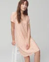 SOMA WOMEN'S COOL NIGHTS SHORT SLEEVE NIGHT GOWN IN RETREAT STRIPE MINI MELON SIZE XS | SOMA