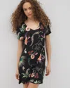 Soma Women's Cool Nights Short Sleeve Nightgown In Black Size 2xl |  In Paradise Plumes Black