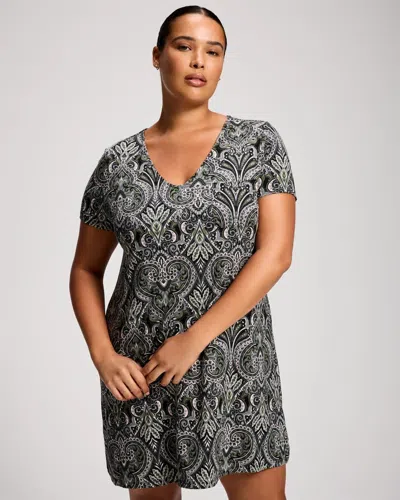 Soma Women's Cool Nights Short Sleeve Nightgown In Black Size Xs |  In Gray