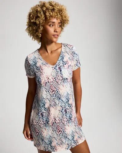 Soma Women's Cool Nights Short Sleeve Nightgown In Ivory Size Xs |  In Multi