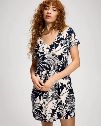 Soma Women's Cool Nights Short Sleeve Nightgown In Ivory Size Xs |  In Rainforest Petals W/smoke