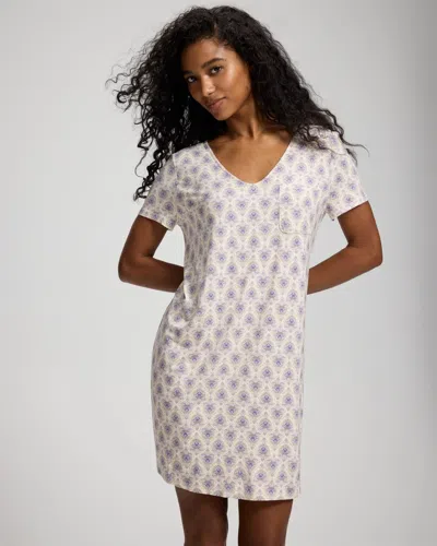 Soma Women's Cool Nights Short Sleeve Nightgown In Ivory Size Xs |  In Timeless Tile Champagne