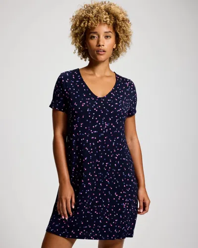 Soma Women's Cool Nights Short Sleeve Nightgown In Navy Blue Size Small |  In Luna Dot Navy