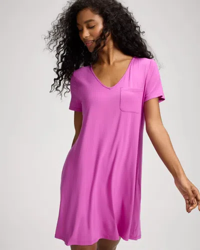 Soma Women's Cool Nights Short Sleeve Nightgown In Purple Size Xs |  In Orchid Daze