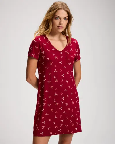 Soma Women's Cool Nights Short Sleeve Nightgown In Red Size Xs |