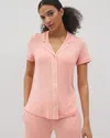 Soma Women's Cool Nights Short Sleeve Notch Collar Pajama Top In Solid Orange Size Xs |  Mother's Day In Paloma Glow