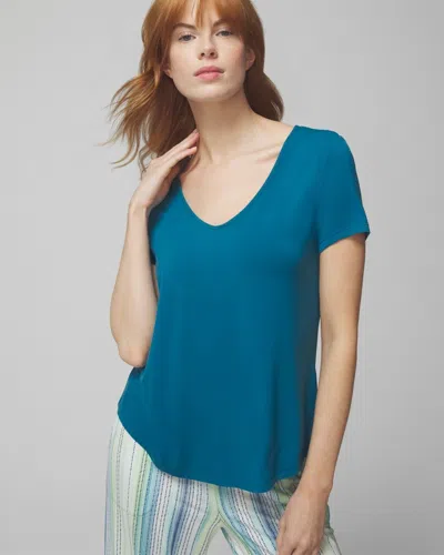 Soma Women's Cool Nights Short Sleeve Pajama T-shirt In Blue Size Xs |  In Idyllic Blue