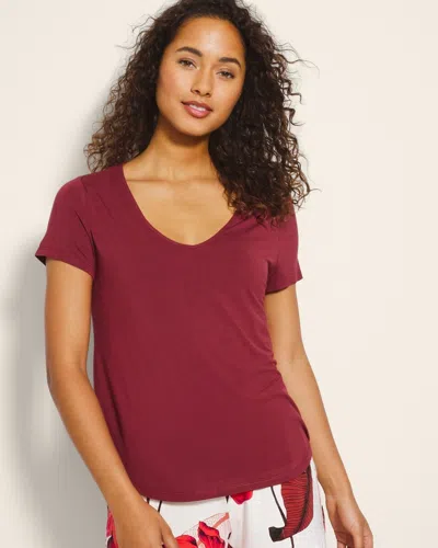 Soma Women's Cool Nights Short Sleeve Pajama T-shirt In Vermillion Size Xl |