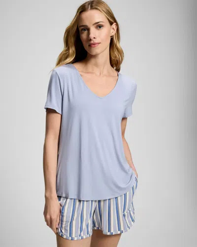 Soma Women's Cool Nights Short Sleeve Pajama Tee In Blue Size Xs |  Pajama Sets In Water Bubble