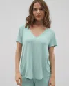 Soma Women's Cool Nights Short Sleeve Pajama Tee In Green Size 2xl |  Pajama Sets In Harbor Green