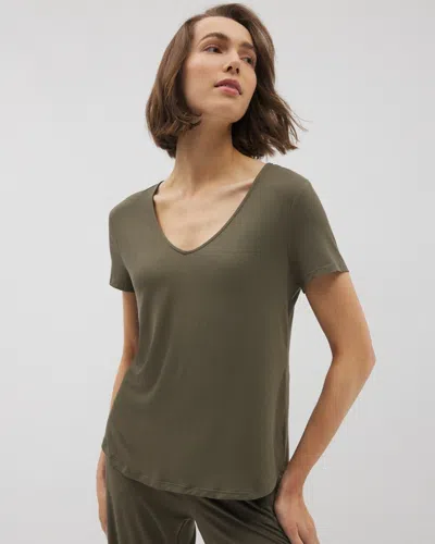 Soma Women's Cool Nights Short Sleeve Pajama Tee In Green Size Large |  Mother's Day Pajamas In Grape Leaf