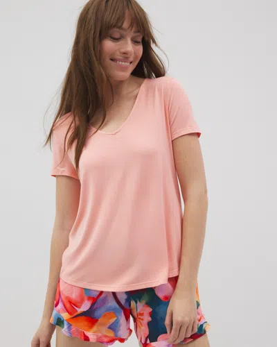 Soma Women's Cool Nights Short Sleeve Pajama Tee In Orange Size Large |  Mother's Day Pajamas In Paloma Glow