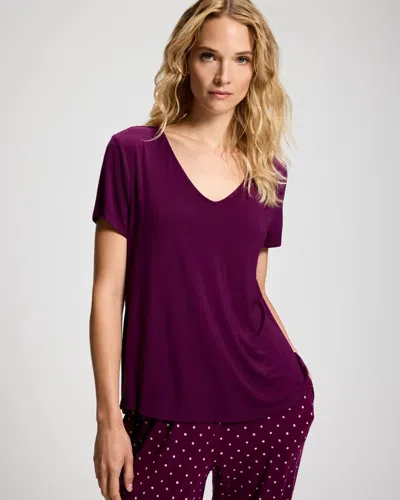 Soma Women's Cool Nights Short Sleeve Pajama Tee In Purple Size Xs |  Pajama Sets In Wicked Plum