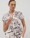 Soma Women's Cool Nights Short Sleeve Pajama Top In Ivory Size 2xl |  Pajama Sets In Palm Perfect Champagne