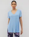 Soma Women's Cool Nights Short Sleeve Pajama Tunic Tee In Blue Size Xs |  Mother's Day Pajamas In Wishful Blue