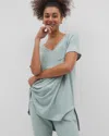 Soma Women's Cool Nights Short Sleeve Pajama Tunic Tee In Green Size 2xl |  Mother's Day Pajamas In Heather Jade