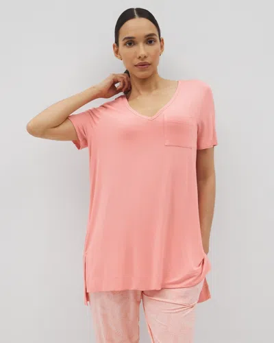 Soma Women's Cool Nights Short Sleeve Pajama Tunic Tee In Orange Size Xs |  Pajama Sets In Pink