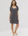 Soma Women's Cool Nights Short Sleeve Scoop Neck Nightgown In Blue Size Medium |  In Hampton Stripe Na Champ