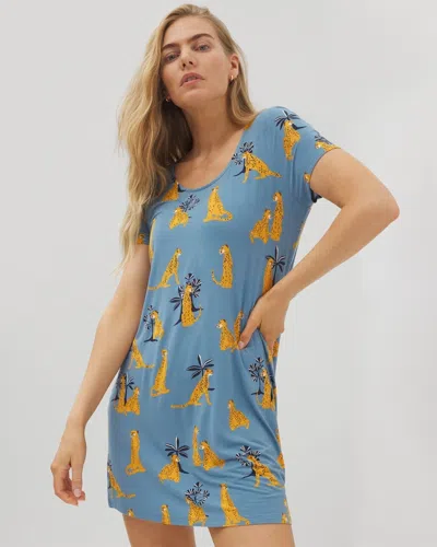 Soma Women's Cool Nights Short Sleeve Scoop Neck Nightgown In Blue Size Small |