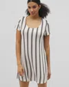 Soma Women's Cool Nights Short Sleeve Scoop Neck Nightgown In Ivory Size 2xl |  In Hampton Stripe Black