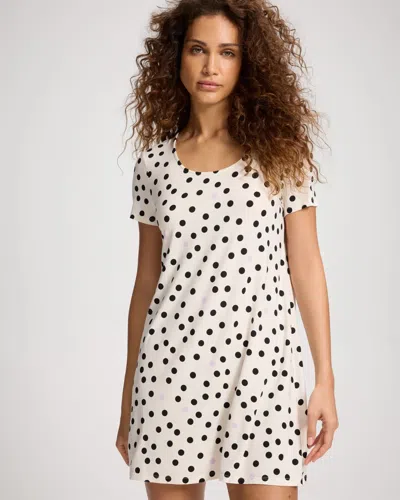 Soma Women's Cool Nights Short Sleeve Scoop Neck Nightgown In Ivory Size Xs |  In Fanciful Dot Champ Lilac