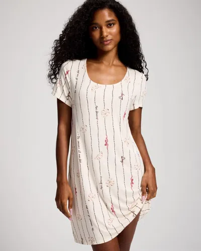 Soma Women's Cool Nights Short Sleeve Scoop Neck Nightgown In Ivory Size Xs |  In Neutral