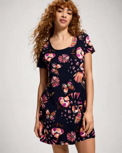 Soma Women's Cool Nights Short Sleeve Scoop Neck Nightgown In Navy Blue Size Xs |  In Toucan Tango Navy