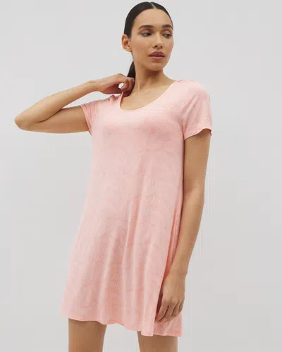 Soma Women's Cool Nights Short Sleeve Scoop Neck Nightgown In Orange Size Xs |  In Peaceful Palms Paloma
